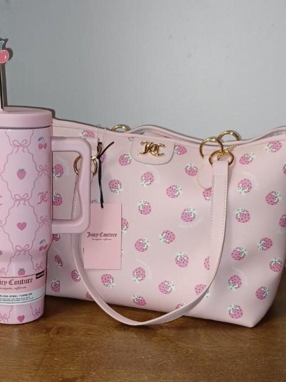 Juicy Couture Strawberry tote bag with mini charm bag
